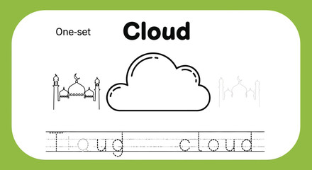 Obraz premium Cloud tracing worksheet for kids learning