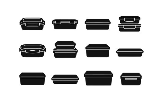 Modern icon holder minimal box container rectangular sealed food pantry compact vector