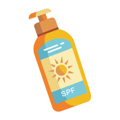 Sunscreen bottle with SPF label isolated on white background vector illustration