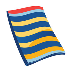 Striped beach towel isolated on white background vector illustration