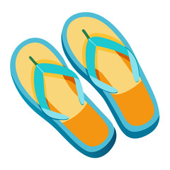 Pair of beach sandals isolated on white background vector illustration