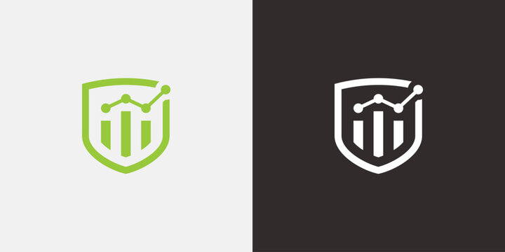 Shield logo with graph and bars representing financial security.