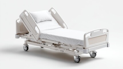 Hospital bed in a simple and clean setting designed for patient care and recovery during medical treatment in a healthcare facility