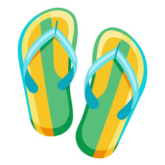 Beach sandals isolated on white background vector illustration