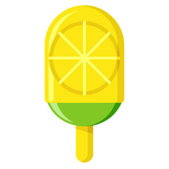 Lemon popsicle isolated on white background vector illustration