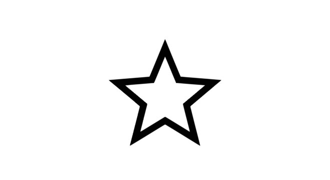 A simple black and white geometric outline of a star shape on a plain background isolated on transparent background, Vector