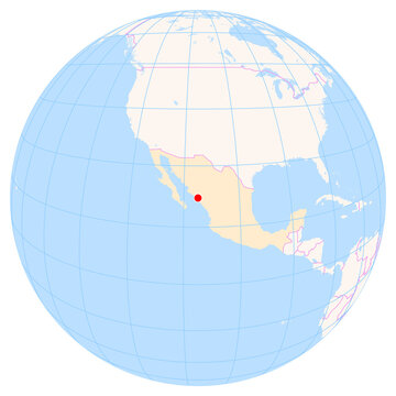 Location Map of Culiacan Int. Airport (Culiacan, Sinaloa, Mexico). IATA-code: CUL. No labels at all.