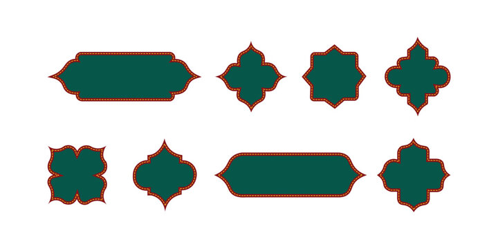 Islamic frames vector set border design for ramadan and eid greeting card isolated on transparent background