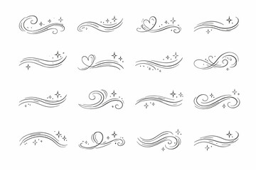 Decorative sweep mark curl vector simple generation image trace stroke caring tender