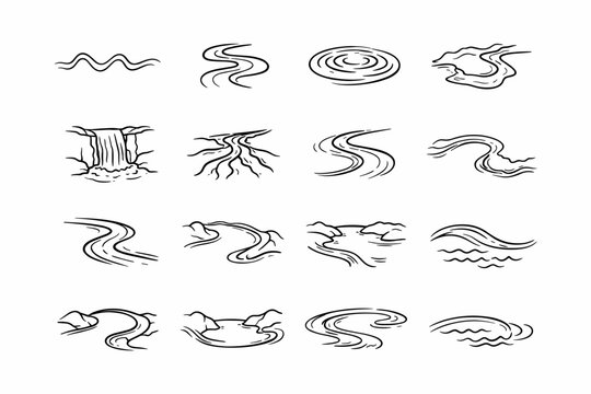 Image vector shoreline path generation mellow flow stream icon river canal sweep