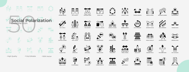Social Polarization Duotone Editable Icons set