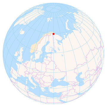 Location Map of Kirkenes Airport (Hoybuktmoen) (Kirkenes, Finnmark, Norway). IATA-code: KKN. No labels at all.