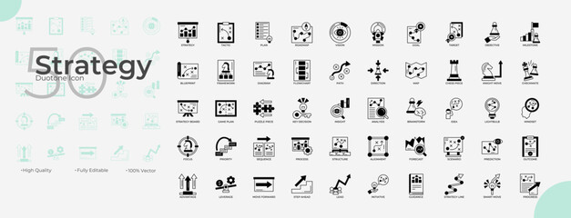 Strategy Solid Editable Icons set