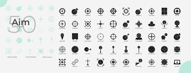 Aim Solid Editable Icons set