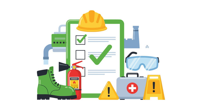 Workplace Safety and Health Compliance Checklist with PPE and Emergency Equipment