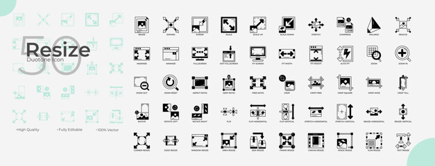 Resize Duotone Editable Icons set