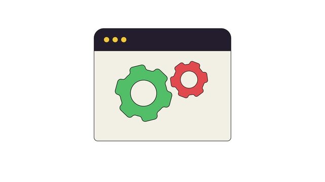 Modern gear icons in browser window for tech and innovation concepts