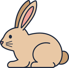 Obraz premium Simple illustration of a cartoon rabbit sitting on a plain white background