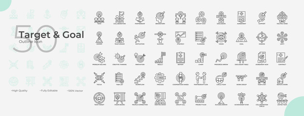 Target And Goal Line Editable Icons set