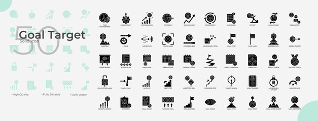 Goal Target Solid Editable Icons set