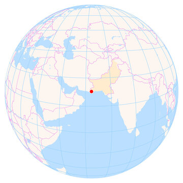 Location Map of Gwadar Int. Airport (Gwadar, Baluchistan, Pakistan). IATA-code: GWD. No labels at all.
