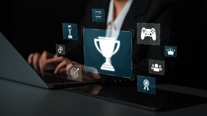 Achievement and success concept representing goal accomplishment, motivation, performance,...