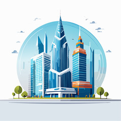 Fototapeta premium Futuristic Cityscape Illustration Inside a Protective Glass Dome with Green Spaces