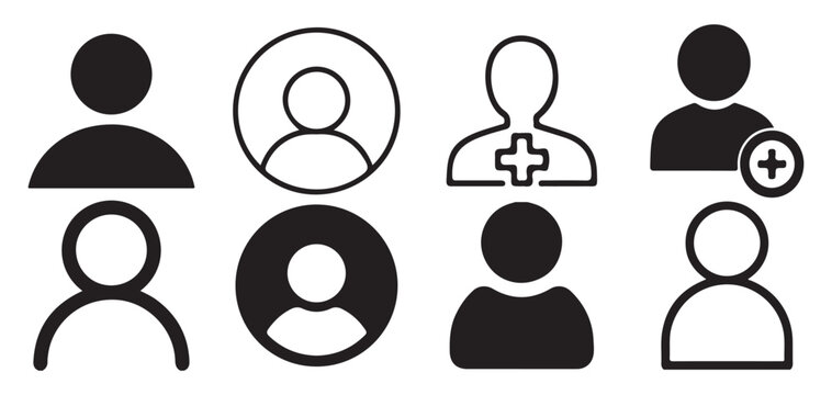 Print Minimalist line art user profile icons with add friend or member button. vector illustration eps 10