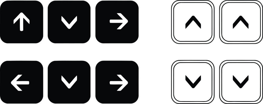 Black and white navigation buttons arrows