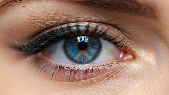 A human eye with a detailed blue and golden iris