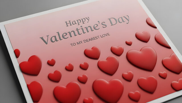 Valentine's Day card, Happy Valentine's Day greeting, red heart illustration, love card template
