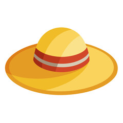 Wide brim sun hat isolated on white background vector illustration