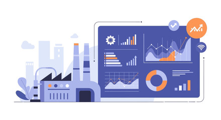 Fototapeta premium Smart Factory Data Analysis Dashboard for Industrial Production & Manufacturing Intelligence