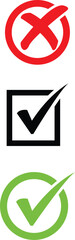 Fototapeta premium Checkmarks and cross symbols for approval and rejection