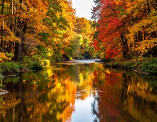 Herbstlicher Flusslauf im Wald