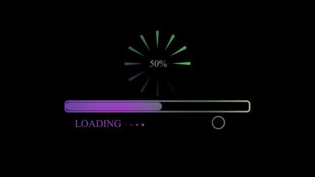 Please wait loading intermission animated. Icon symbol starting soon. Spinning waiting icon on a black background. Loading circle animation. Seamless Loop.