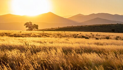Obraz premium Goldene Steppe im Abendlicht