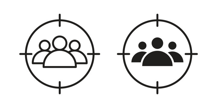 Target audience icon vector on trendy design. Outline vector stock illustration.