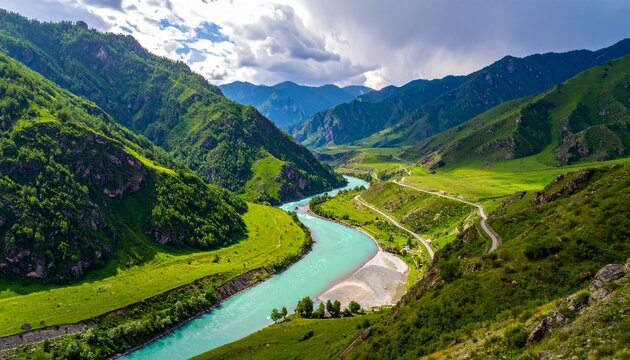 T&uuml;rkisfarbener Fluss im Gebirge