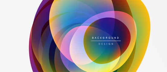 Obraz premium Abstract colorful layers create circular design. Vibrant hues blend, forming dynamic background. Modern aesthetic, clean presentation.