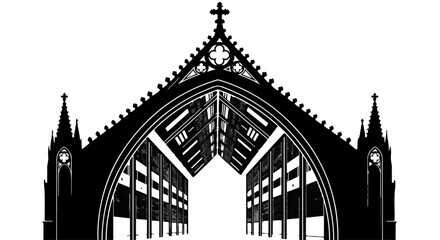 Grand gothic cathedral entrance with intricate architectural details and arched windows