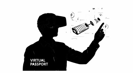 Person wearing VR headset interacts with holographic display of battery technology