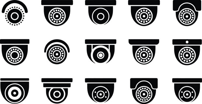 CCTV camera icon set