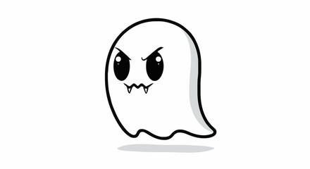 Obraz premium An animated illustration featuring a mischievous and angry little cartoon ghost character, showcasing a playful yet spooky spirit perfect for Halloween themes and fun supernatural designs