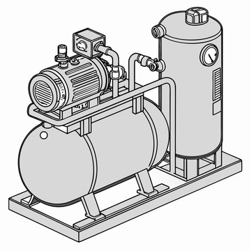 Industrial air compressor machine with tank