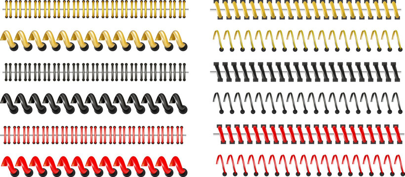 Spiral and Wire Notebook Binding Coils Set in Multiple Colors