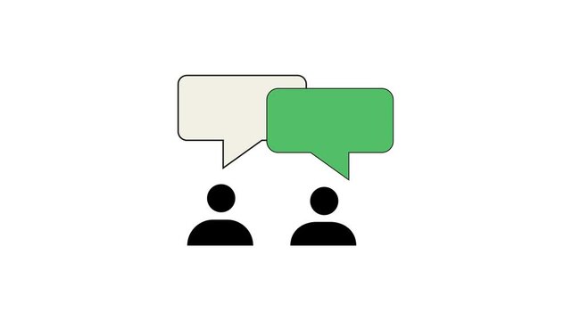 Simple icon of two people communicating with speech bubble