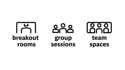Fototapeta premium Collaboration and Teamwork Icons for Breakout Rooms, Group Sessions, and Productive Team Meeting Spaces