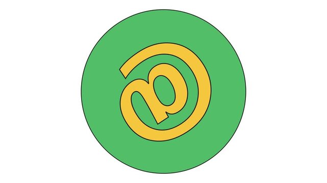 Vibrant green and yellow email symbol on white background