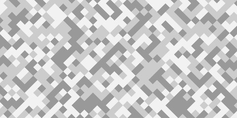 Abstract gray and white geometric pixel pattern background, modern digital camouflage mosaic texture, minimalist square grid tech backdrop. © Abu Bokkor Siddique